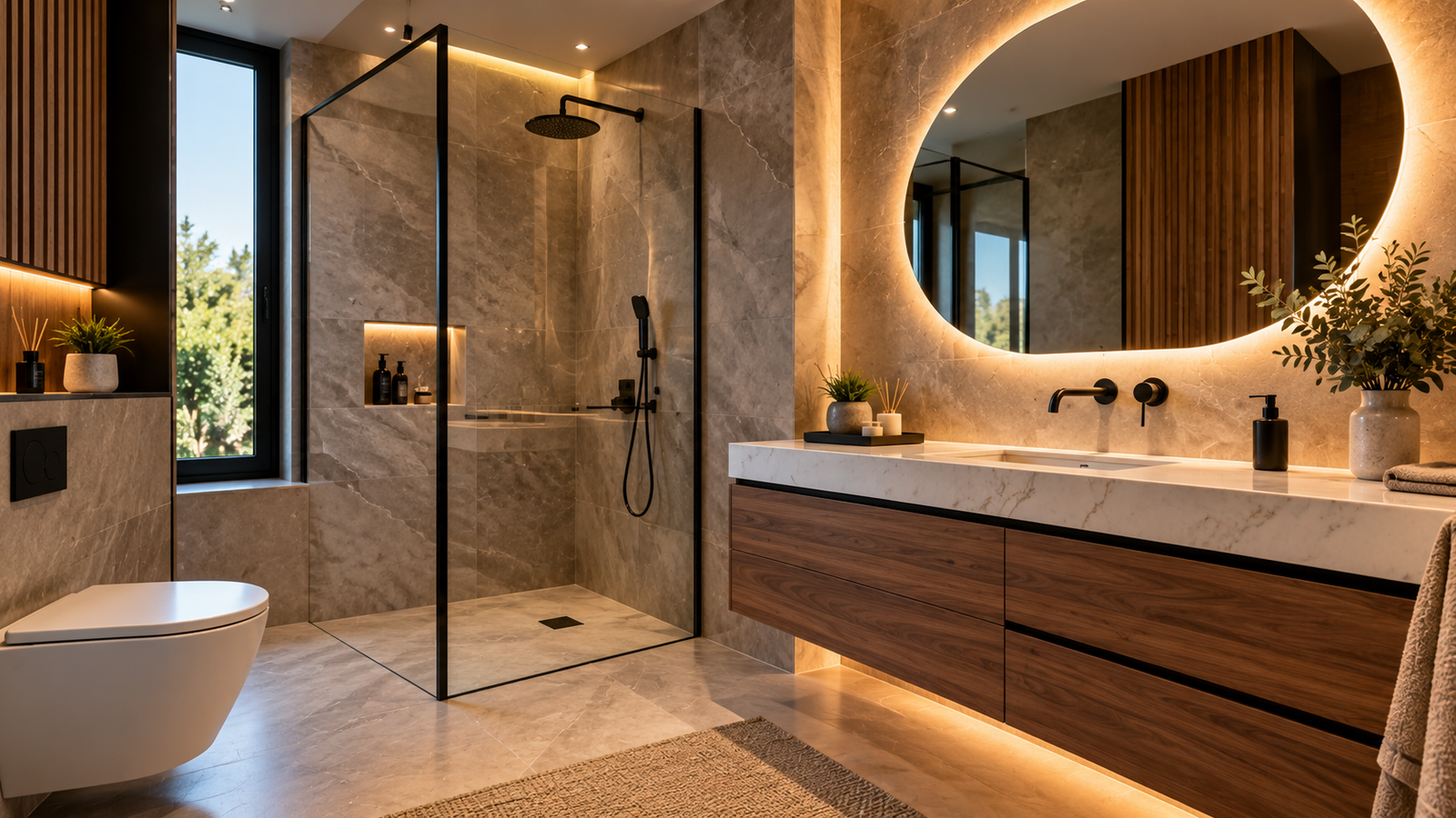 Reforma de baño moderno en Albacete realizada por Proyectos MMR